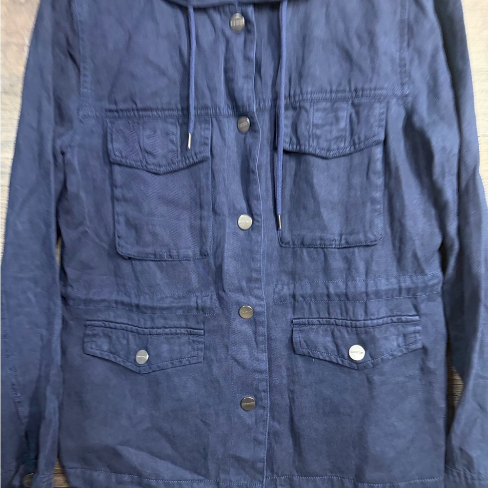 Sanctuary Standard Stylish Navy Utility Jacket with Hood - Picture 2 of 6